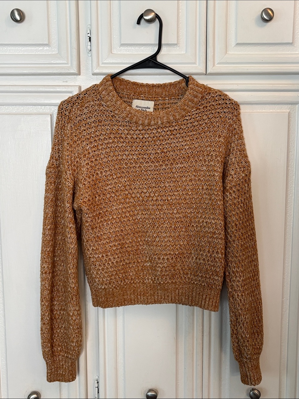 Abercrombie & Fitch Women’s XXS Rust Beige Tweed Knit Crewneck Sweater